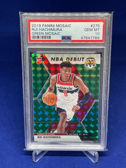 RUI HACHIMURA 2019-20 PANINI MOSAIC DEBUT GREEN PRIZM ROOKIE RC #275 PSA 10