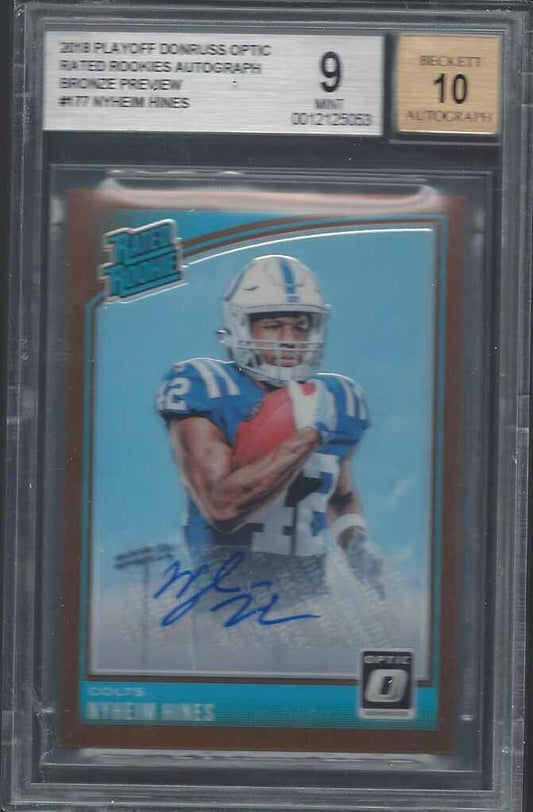 NYHEIM HINES 2018 DONRUSS OPTIC BRONZE PREVIEW HOLO AUTO RC /24 BGS 9 10 POP 1/1
