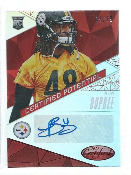 BUD BUPREE 2015 PANINI CERTIFIED POTENTIAL AUTO RED RC #D 65/75