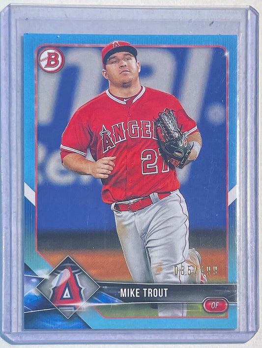 MIKE TROUT 2018 BOWMAN LIGHT SKY BLUE #D 085/499