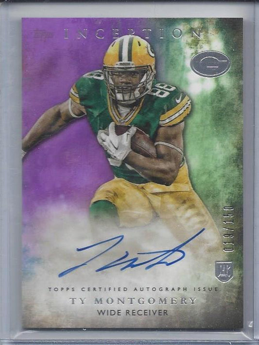 TY MONTGOMERY 2015 TOPPS INCEPTION PURPLE PACKERS ON CARD AUTO RC #D 19/150
