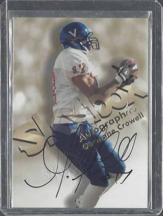 GERMANE CROWELL 1998 SKYBOX AUTOGRAPHICS LIONS ON CARD ROOKIE AUTO RC