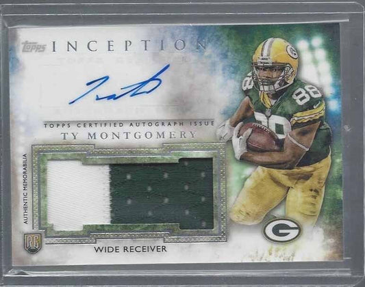 TY MONTGOMERY 2015 TOPPS INCEPTION RPA PACKERS ROOKIE 2 COLOR PATCH AUTO RC