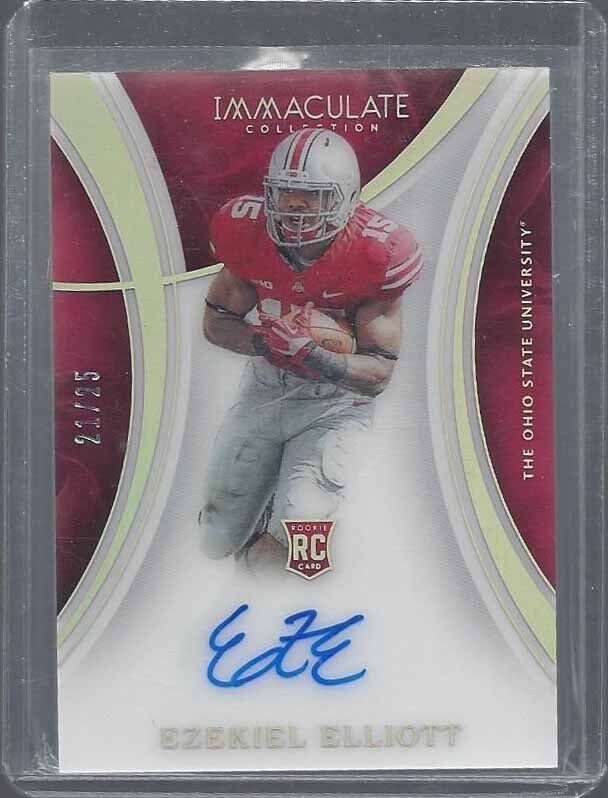 1/1 EZEKIEL ELLIOTT 2016 IMMACULATE HOLOFOIL ON CARD AUTO RC #D 21/25 JERSEY #21