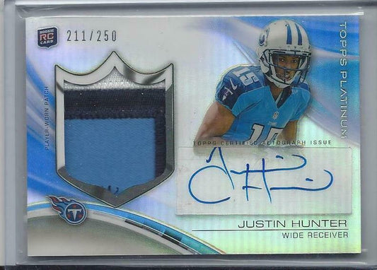 JUSTIN HUNTER 2013 TOPPS PLATINUM RPA ROOKIE 3 COLOR PATCH AUTO RC #D 211/250