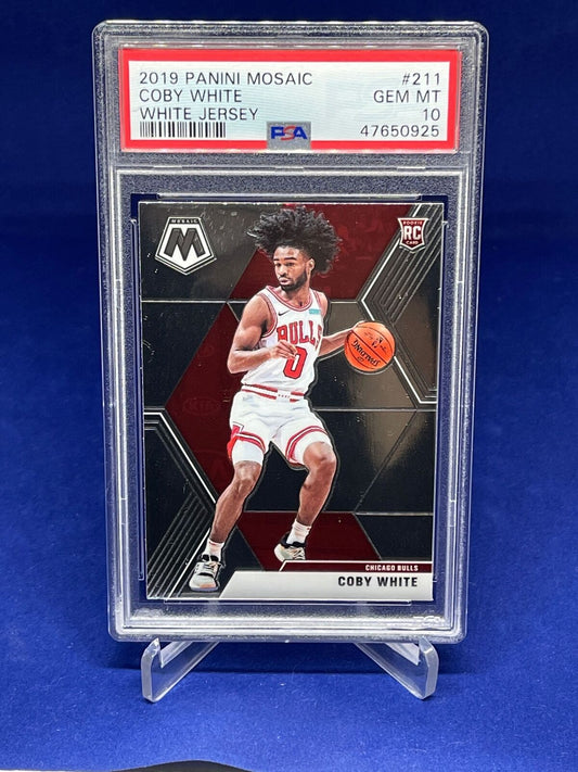 COBY WHITE 2019-20 PANINI MOSAIC WHITE JERSEY SP VARIATION RC #211 PSA 10 GEM