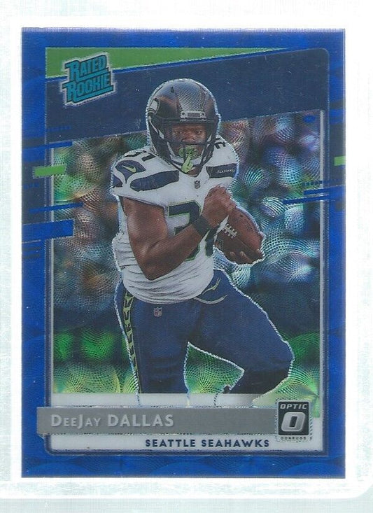 DEEJAY DALLAS 2020 DONRUSS OPTIC HOLO RATED ROOKIE BLUE SCOPE HOLO RC #195