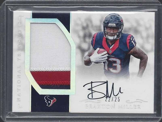 BRAXTON MILLER 2016 NATIONAL TREASURES SILVER RPA 3 COLOR PATCH AUTO RC #D 22/25
