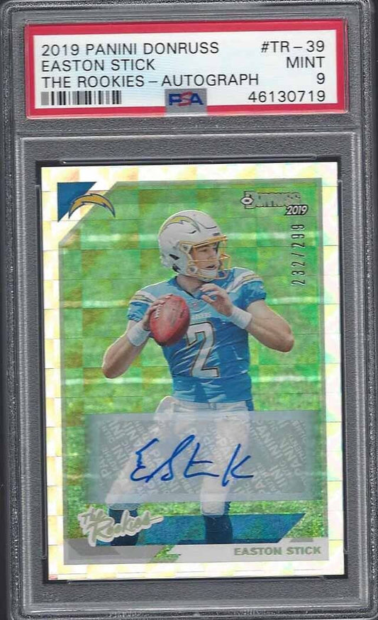 EASTON STICK 2019 DONRUSS THE ROOKIES AUTO RC #D 232/299 PSA 9 MINT POP 2