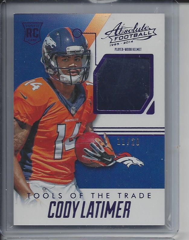 CODY LATIMER 2014 ABSOLUTE TOOLS OF THE TRADE PURPLE HELMET PATCH RC #D 11/20
