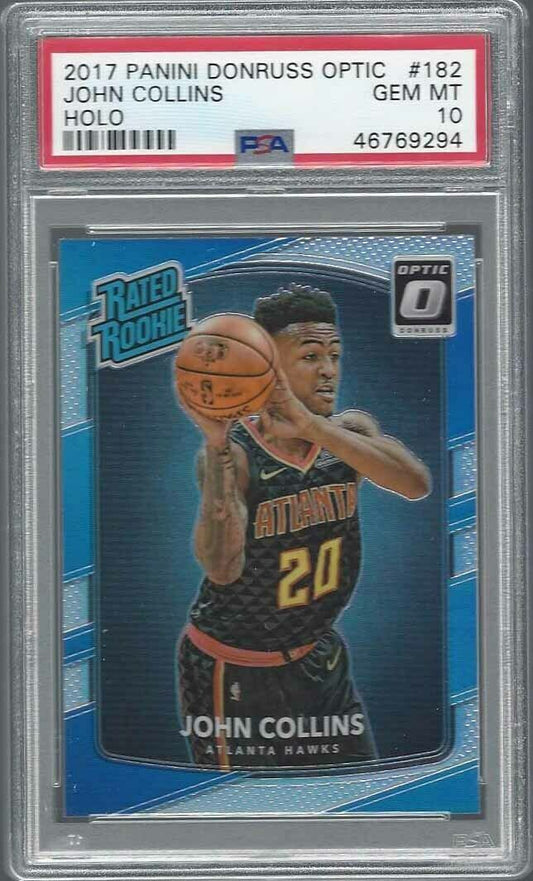 JOHN COLLINS 2017-18 DONRUSS OPTIC SILVER HOLO PRIZM RC #182 PSA 10 GEM MINT