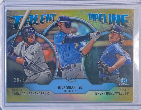 RONALDO HERNANDEZ NICK SOLAK HONEYWELL 2019 BOWMAN CHROME GOLD REFRACTOR #D /50