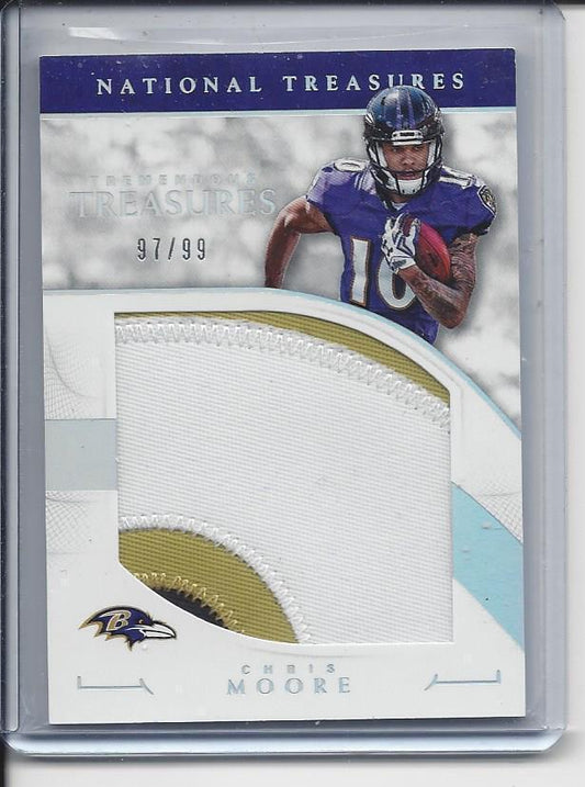 CHRIS MOORE 2016 NATIONAL TREASURES TREMENDOUS JUMBO 3 COLOR PATCH RC #D 97/99