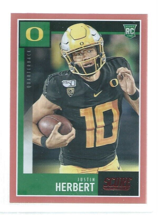 JUSTIN HERBERT 2020 SCORE RED ROOKIE RC SP #362