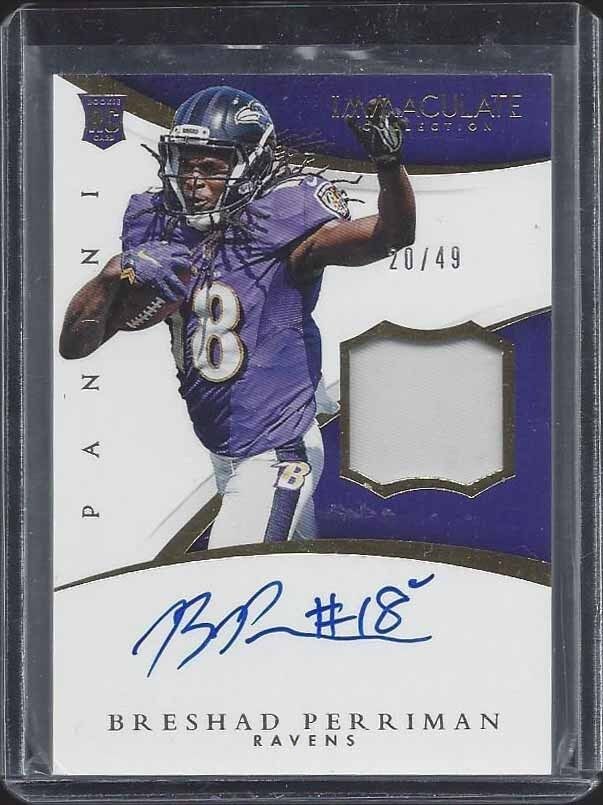 BRESHAD PERRIMAN 2015 PANINI IMMACULATE RPA GOLD ROOKIE PATCH AUTO RC #D /49