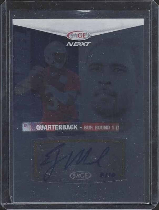 E.J. MANUEL 2013 SAGE NEXT ACETATE ON CARD ROOKIE AUTO RC #D 5/10