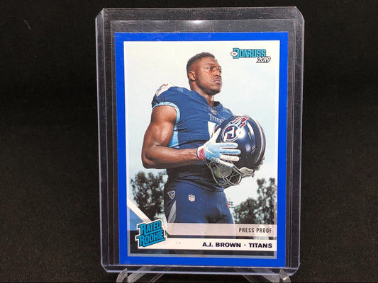 AJ BROWN 2019 DONRUSS RATED ROOKIE BLUE PRESS PROOF RC #314