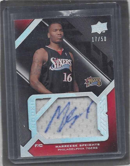 MARREESE SPEIGHTS 2008-09 UD BLACK JUMBO JERSEY ON CARD ROOKIE AUTO RC #D 17/50