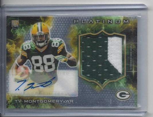 TY MONTGOMERY 2015 TOPPS PLATINUM RPA 2 COLOR PACKERS ROOKIE PATCH AUTO RC