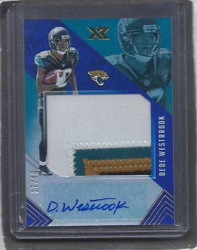 DEDE WESTBROOK 2017 PANINI XR BLUE JUMBO RPA 4 COLOR PATCH AUTO RC #D 17/49