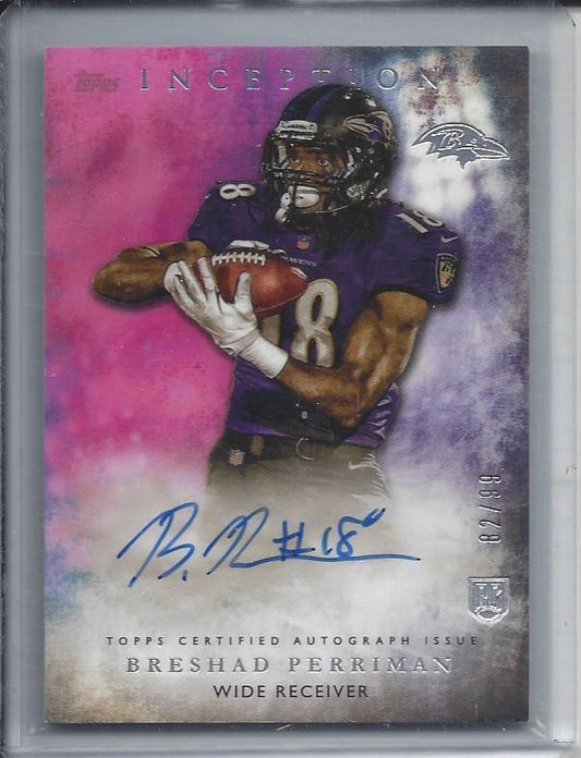 BRESHAD PERRIMAN 2015 TOPPS INCEPTION PINK PARALLEL ON CARD ROOKIE AUTO RC /99
