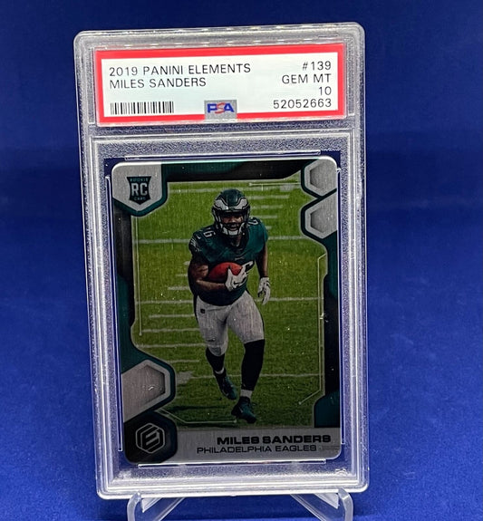 MILES SANDERS 2019 PANINI ELEMENTS ROOKIE RC #D 43/50 PSA 10 GEM MINT POP 1/1