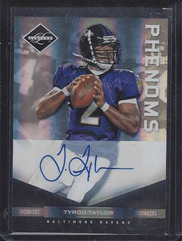 TYROD TAYLOR 2011 LIMITED PHENOMS MONIKERS SILVER ROOKIE AUTO RC #D 156/199