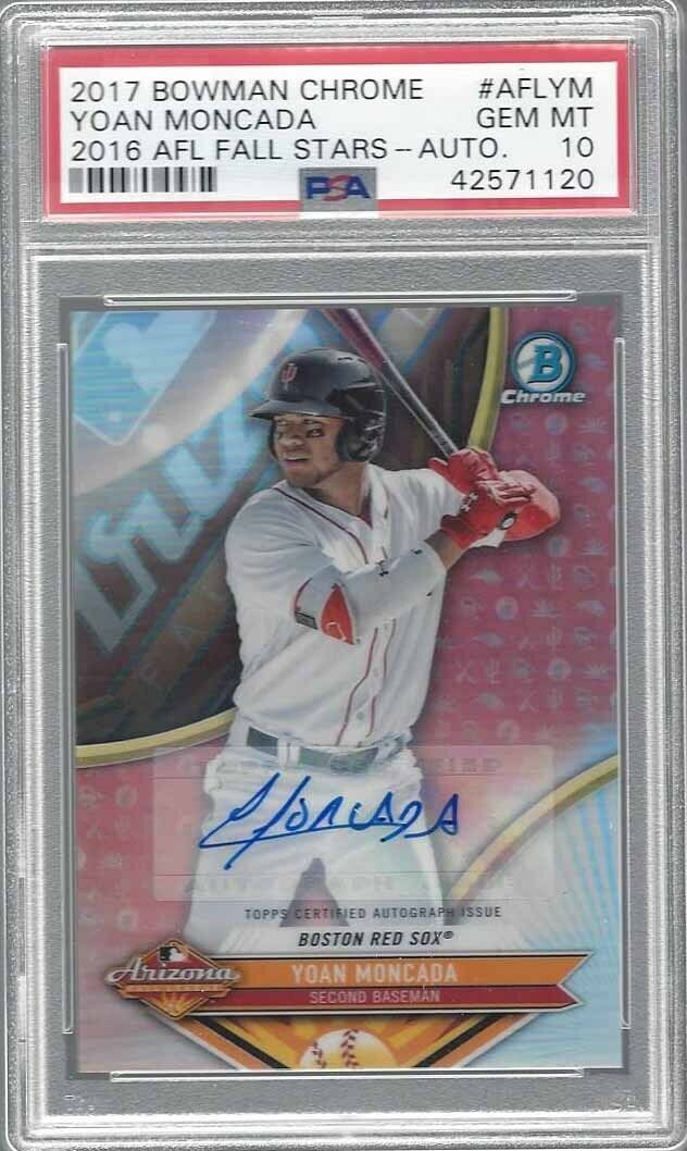 YOAN MONCADA 2017 BOWMAN CHROME AFL FALL STARS REFRACTOR AUTO /150 PSA 10 POP 3