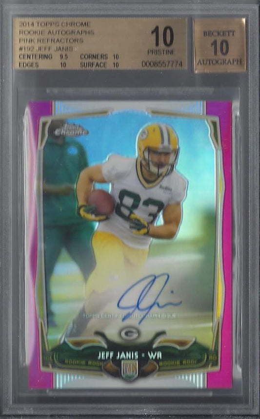 JEFF JANIS 2014 TOPPS CHROME PINK REFRACTOR AUTO RC #D /75 BGS 10 10 AU POP 1/1