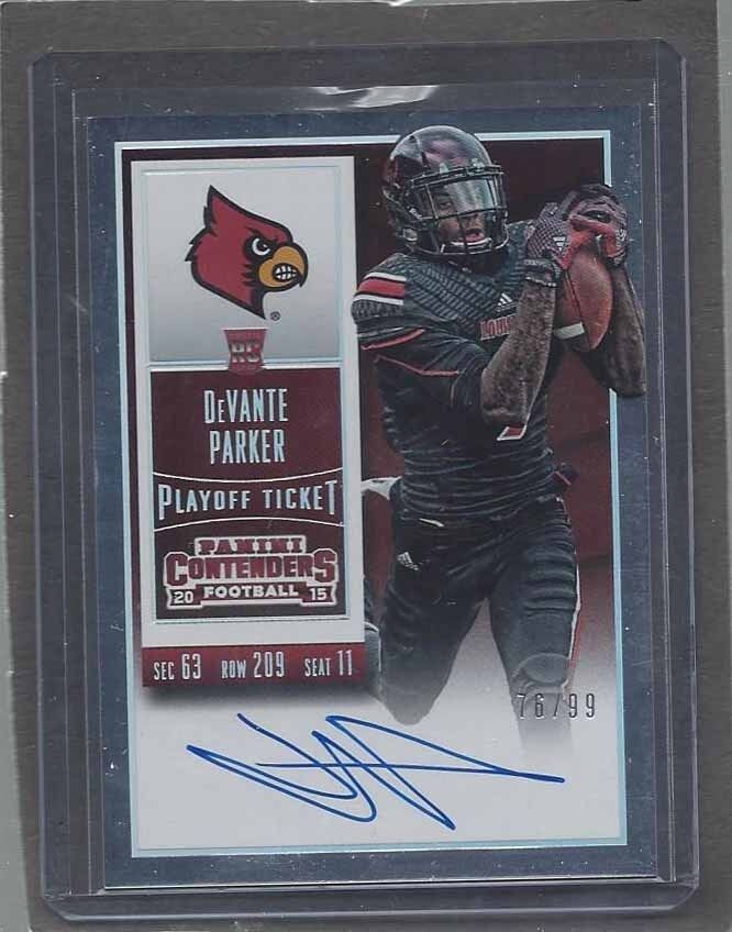 DEVANTE PARKER 2015 CONTENDERS PLAYOFF TICKET COLLEGE VARIATION AUTO RC #D 76/99