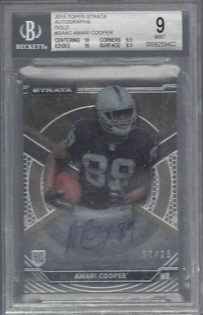 AMARI COOPER 2015 TOPPS STRATA GOLD ON CARD AUTO RC #D 7/25 BGS 9 w 10 AUTO MINT