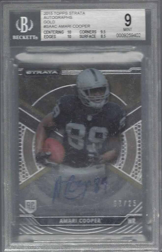 AMARI COOPER 2015 TOPPS STRATA GOLD ON CARD AUTO RC #D 7/25 BGS 9 w 10 AUTO MINT