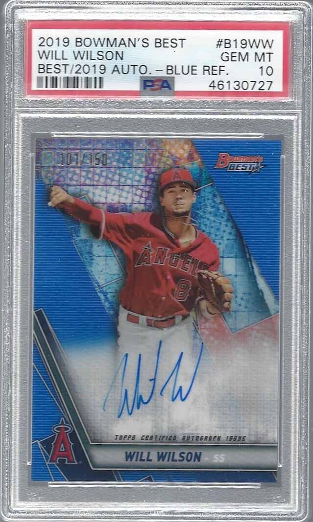 WILL WILSON 2019 BOWMANS BEST BLUE REFRACTOR AUTO #D 101/150 PSA 10 GEM POP 2