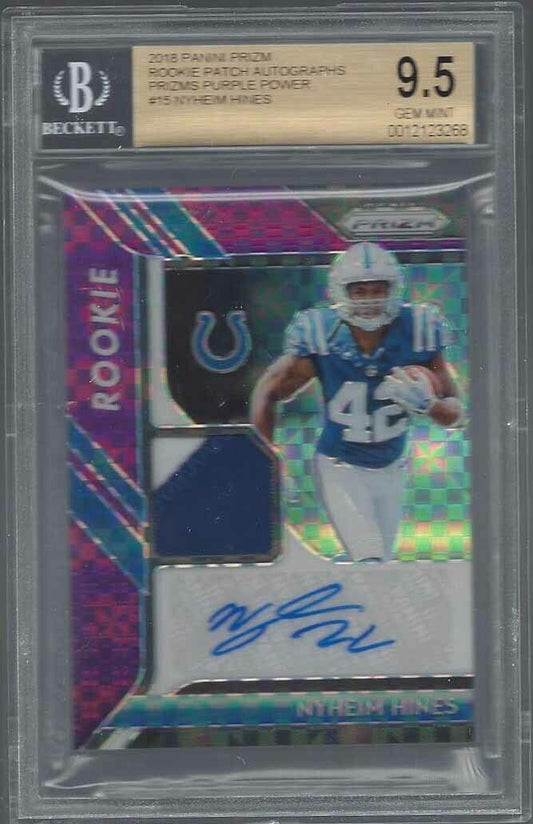 NYHEIM HINES 2018 PRIZM RPA PURPLE POWER PATCH AUTO RC /50 BGS 9.5 10 AU POP 1/1