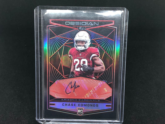 CHASE EDMONDS 2018 PANINI OBSIDIAN RED AUTO RC #D 1/5