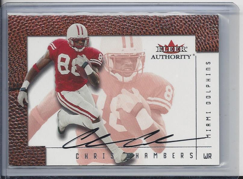 CHRIS CHAMBERS 2001 FLEER AUTHORITY WISCONSIN BADGERS ON CARD ROOKIE AUTO RC