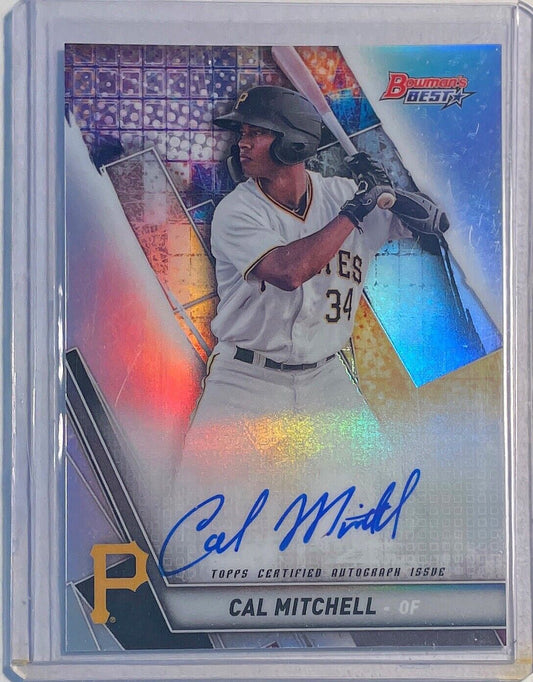 CAL MITCHELL 2019 BOWMAN'S BEST PROSPECT SILVER REFRACTOR ON CARD AUTO #B19-CMI