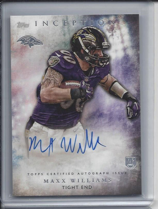 MAXX WILLIAMS 2015 TOPPS INCEPTION RAVENS ON CARD ROOKIE AUTO RC #38