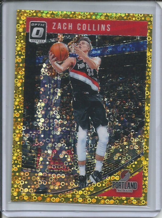 ZACH COLLINS 2018-19 DONRUSS OPTIC FAST BREAK GOLD HOLO PRIZM #D 2/10