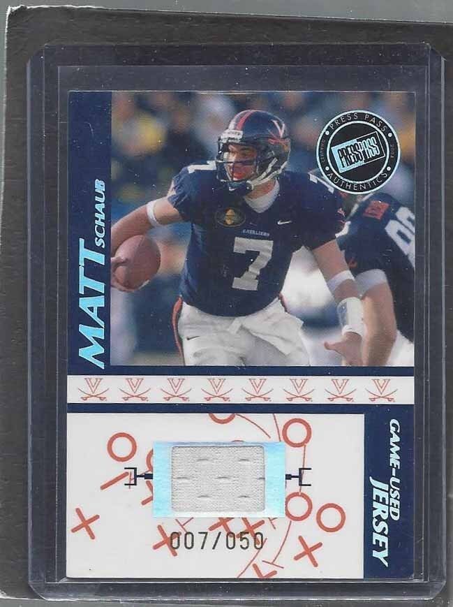 1/1 MATT SCHAUB 2004 PRESS PASS XO ROOKIE GAME USED JERSEY #D 7/50 JERSEY #7 !!