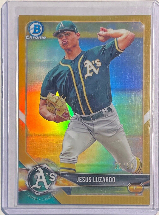 JESUS LUZARDO 2018 BOWMAN CHROME PROSPECT GOLD REFRACTOR #D 28/50