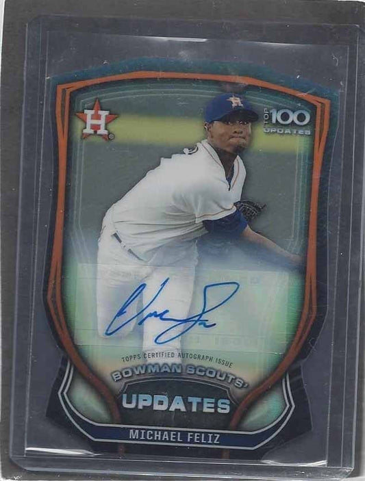 MICHAEL FELIZ 2015 BOWMAN CHROME TOP 100 UPDATES DIE CUT REFRACTOR PROSPECT AUTO