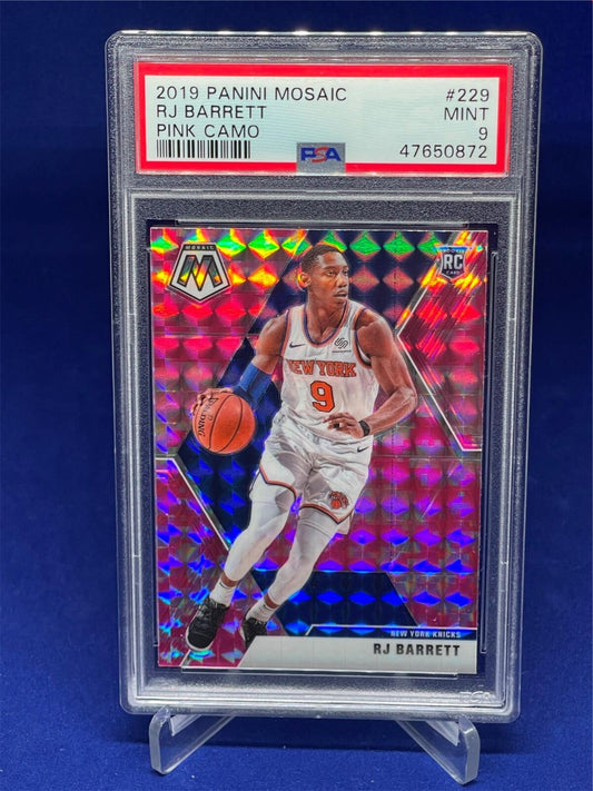 RJ BARRETT 2019-20 PANINI MOSAIC PINK CAMO PRIZM ROOKIE RC #229 PSA 9