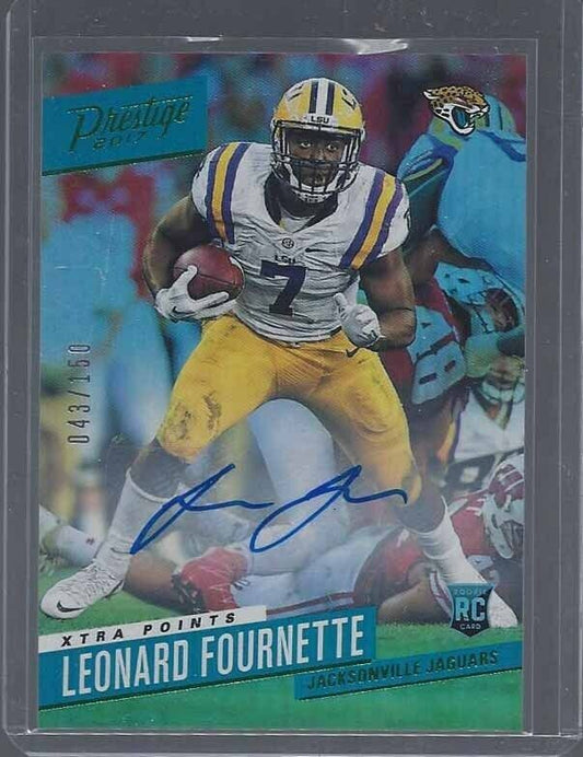 LEONARD FOURNETTE 2017 PRESTIGE XTRA POINTS GREEN ROOKIE AUTO RC #D 43/150