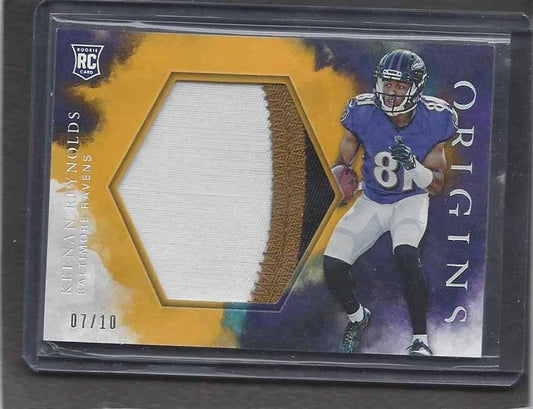 KEENAN REYNOLDS 2016 ORIGINS YELLOW GOLD 3 COLOR JUMBO RAVENS PATCH RC #D 7/10