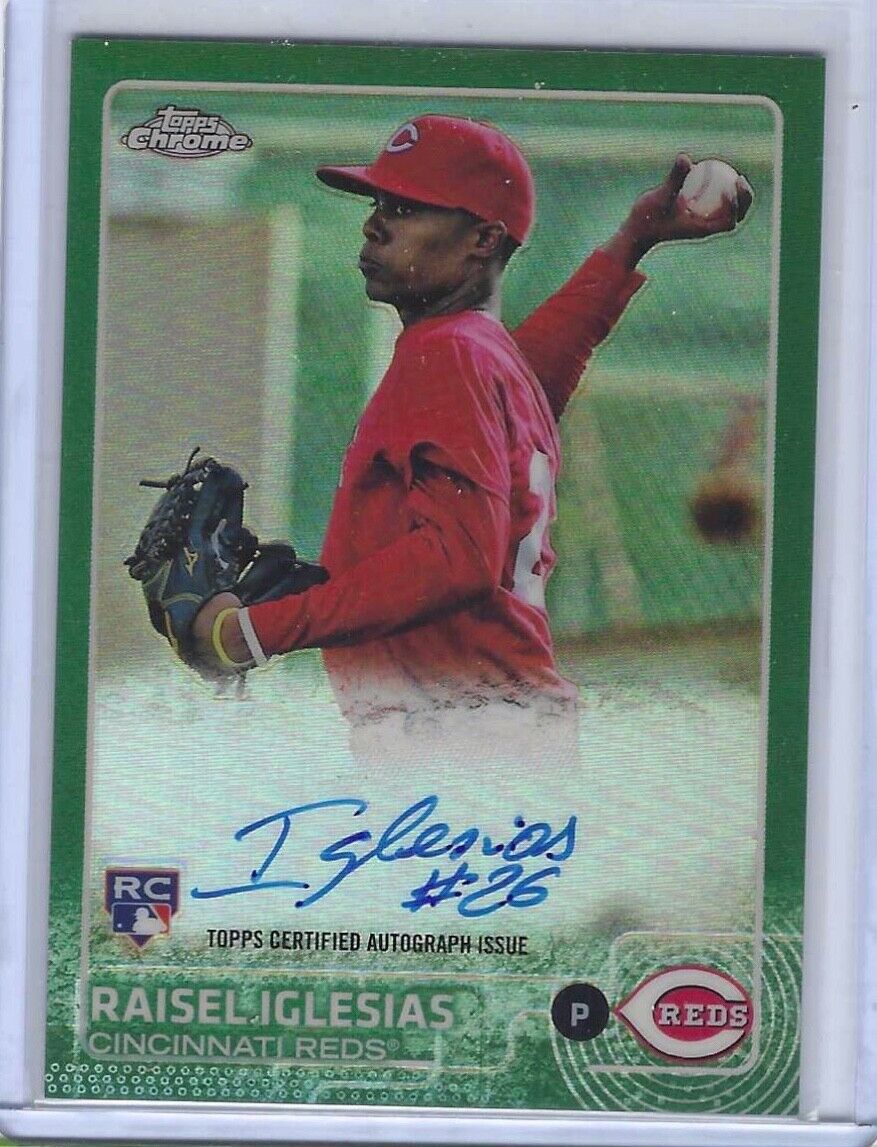 RAISEL IGLESIAS 2015 TOPPS CHROME GREEN REFRACTOR ONCARD ROOKIE AUTO RC #d 27/99