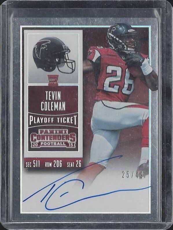 TEVIN COLEMAN 2015 PANINI CONTENDERS PLAYOFF TICKET ON CARD AUTO RC #D 25/49