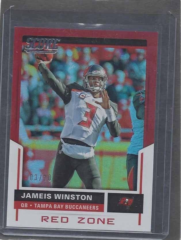 1/1 JAMEIS WINSTON 2017 SCORE RED ZONE PARALLEL #D 3/20 HIS JERSEY NUMBER #3 !!!