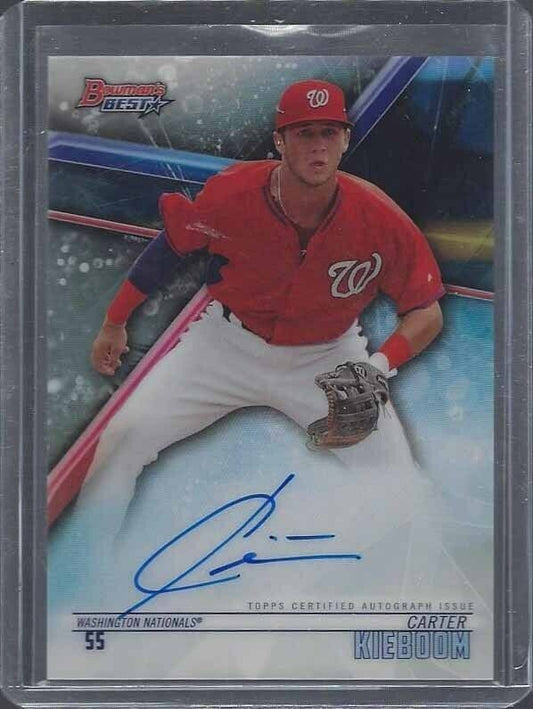 CARTER KIEBOOM 2018 BOWMANS BEST REFRACTOR NATIONALS PROSPECT ON CARD AUTO
