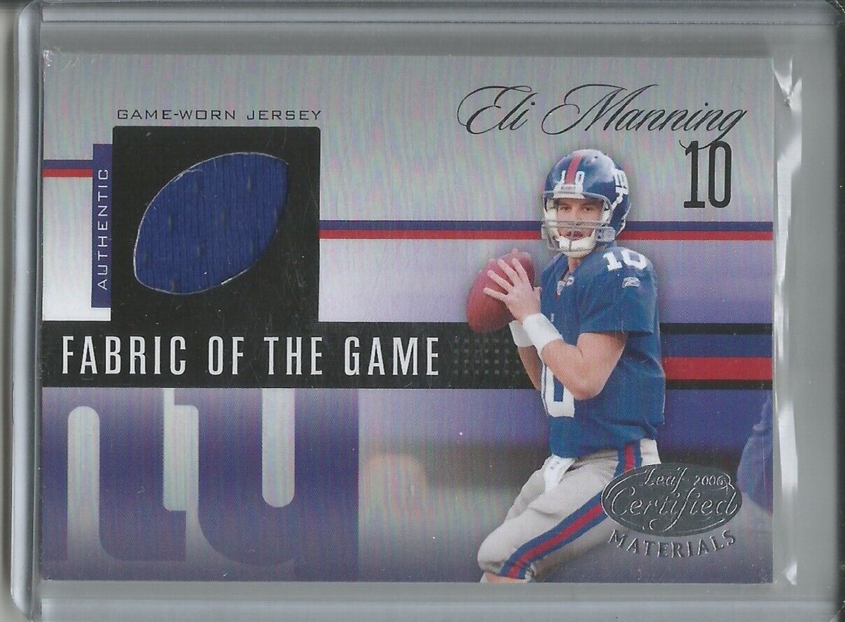 1/1 ELI MANNING 2006 LEAF CERTIFIED FABRIC OF THE GAME JERSEY #D 10/75 JSY #10 !